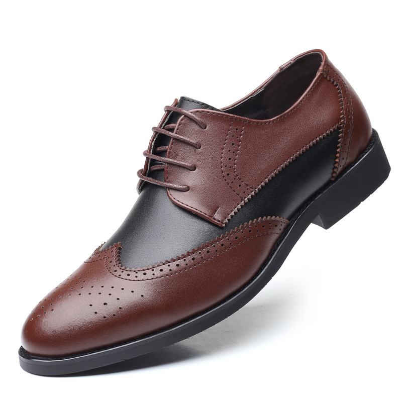 Męskie Oryginalne Skórzane Oddychające Wydrążone Pointy Toe Vintage Casual Business Shoes