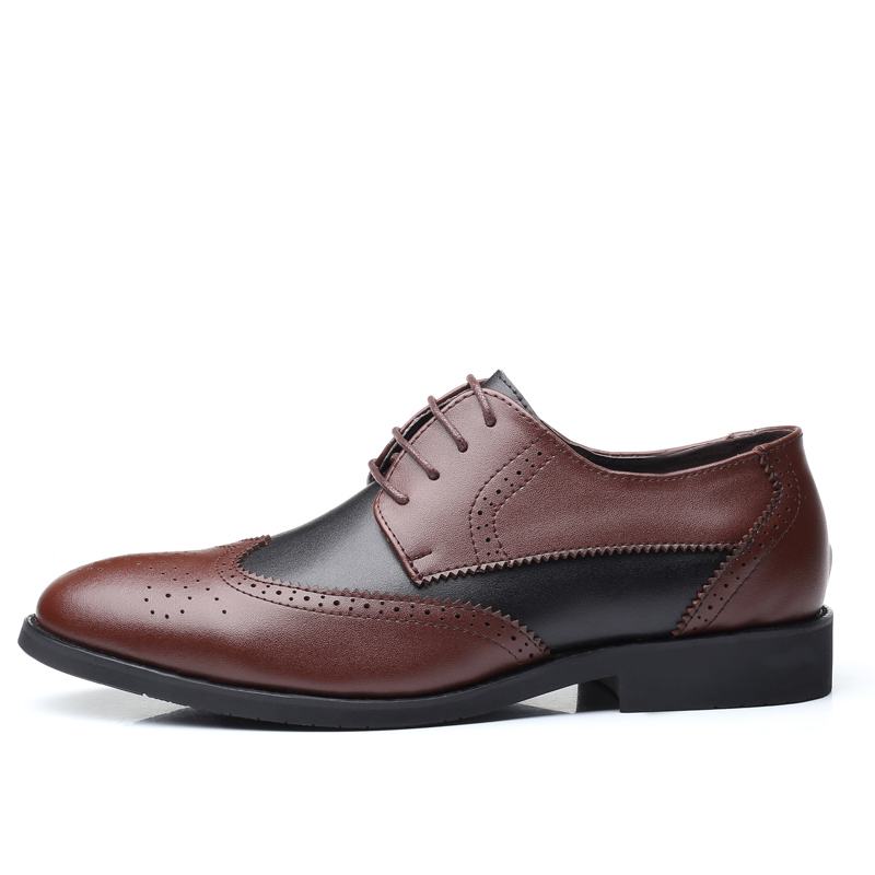 Męskie Oryginalne Skórzane Oddychające Wydrążone Pointy Toe Vintage Casual Business Shoes