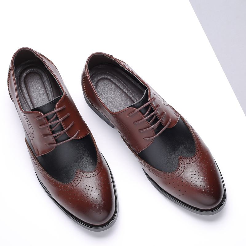 Męskie Oryginalne Skórzane Oddychające Wydrążone Pointy Toe Vintage Casual Business Shoes