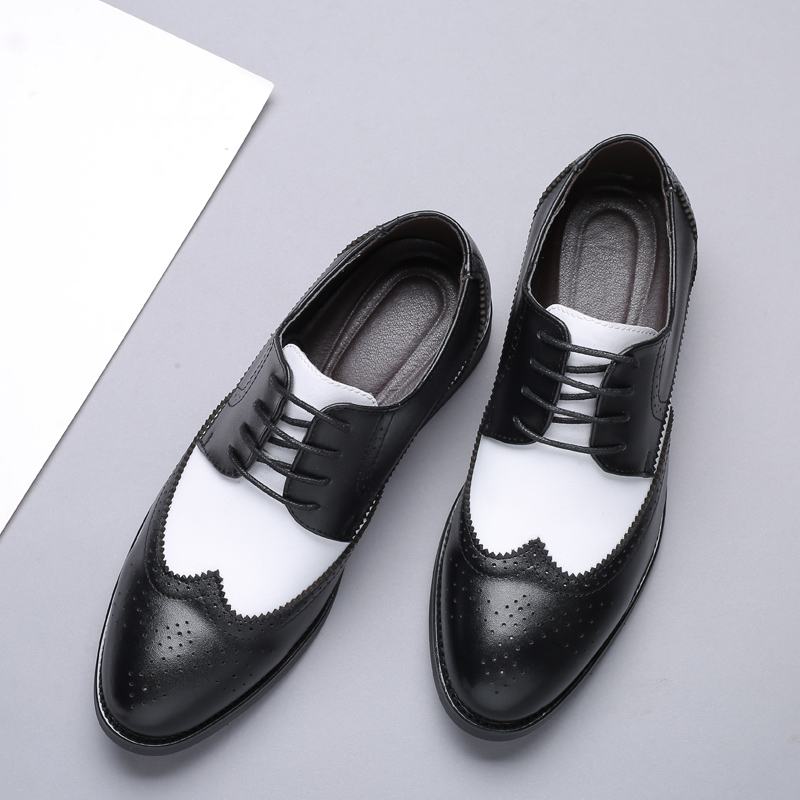 Męskie Oryginalne Skórzane Oddychające Wydrążone Pointy Toe Vintage Casual Business Shoes