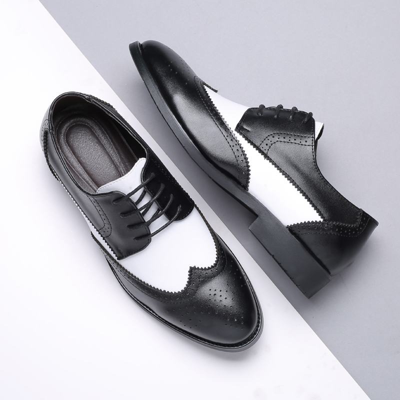 Męskie Oryginalne Skórzane Oddychające Wydrążone Pointy Toe Vintage Casual Business Shoes