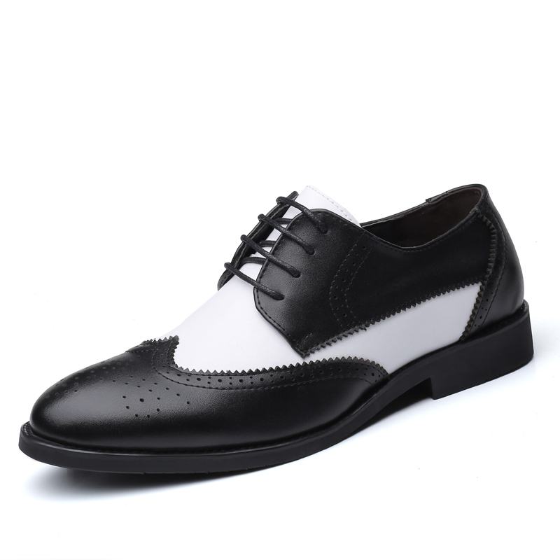 Męskie Oryginalne Skórzane Oddychające Wydrążone Pointy Toe Vintage Casual Business Shoes