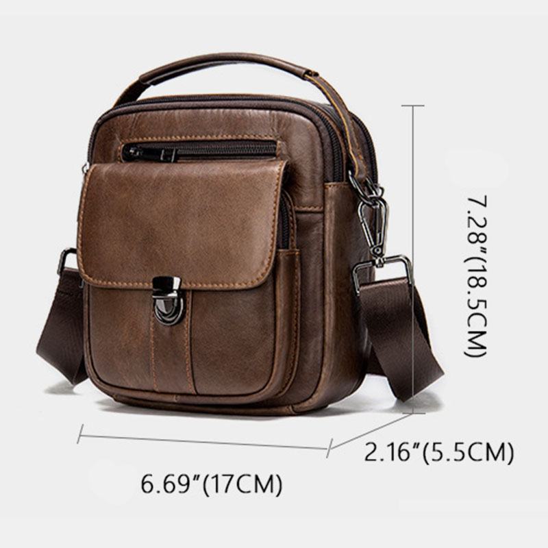 Męskie Oryginalne Skórzane Plecy Anti-theft Pocket Crossbody Torby Retro Multi-kieszeniowa Odporna Na Zużycie Torba Na Ramię