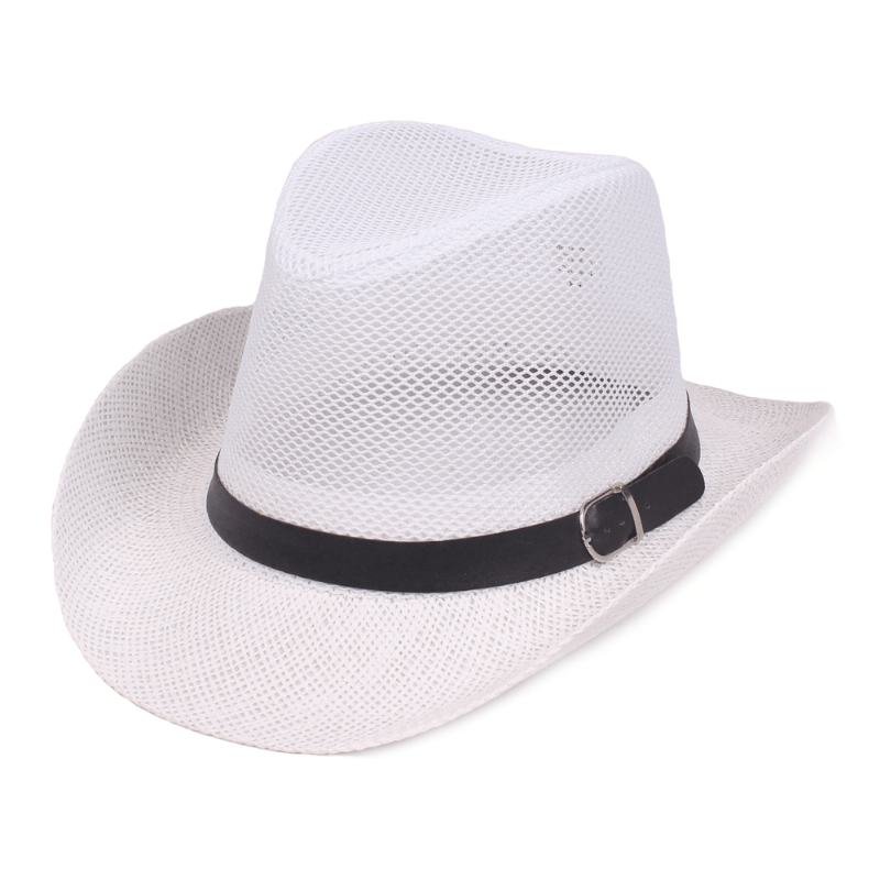 Męskie Outdoor Oddychająca Siatka Melonik Jazz Hat Cowboy Sunshade Słomkowy Kapelusz