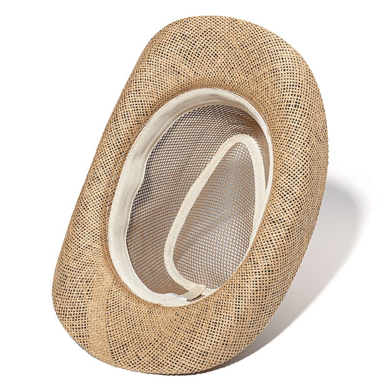 Męskie Outdoor Oddychająca Siatka Melonik Jazz Hat Cowboy Sunshade Słomkowy Kapelusz