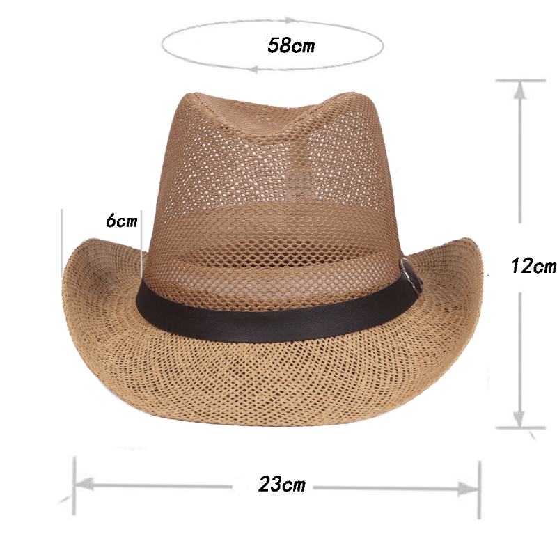 Męskie Outdoor Oddychająca Siatka Melonik Jazz Hat Cowboy Sunshade Słomkowy Kapelusz