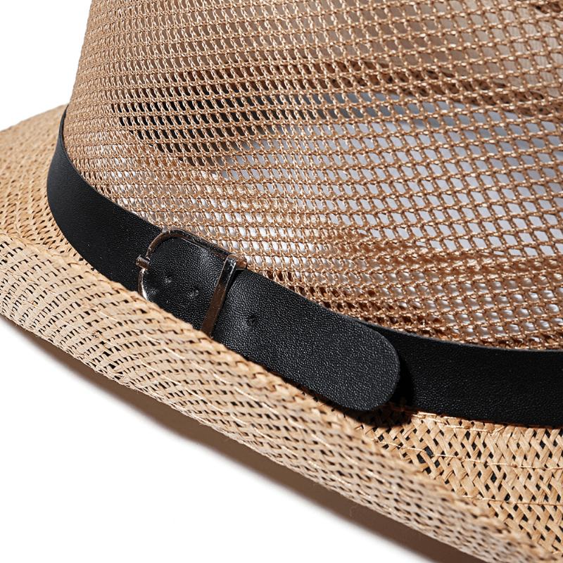 Męskie Outdoor Oddychająca Siatka Melonik Jazz Hat Cowboy Sunshade Słomkowy Kapelusz