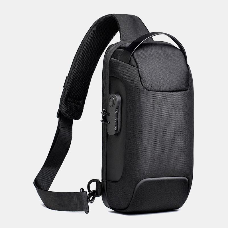 Męskie Oxford Password Ładowanie Usb Anti-theft Wielowarstwowa Wodoodporna Torba Crossbody Torba Na Klatkę Piersiową Torba Na Ramię