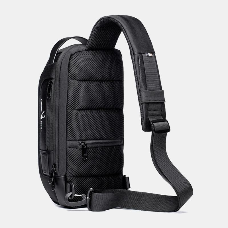 Męskie Oxford Password Ładowanie Usb Anti-theft Wielowarstwowa Wodoodporna Torba Crossbody Torba Na Klatkę Piersiową Torba Na Ramię