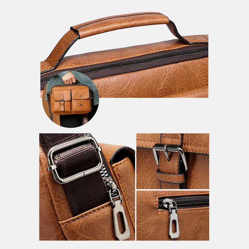 Męskie Poziome Torby Crossbody Ze Skóry Pu O Dużej Pojemności Wodoodporna Odporna Na Zużycie Torba Na Ramię Torebka Na Ramię