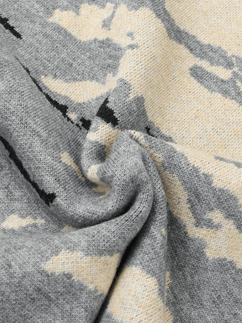 Męskie Prążkowane Swetry Z Dzianinowym Wzorem Opadające Na Ramię