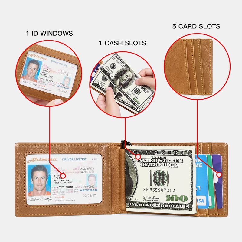 Męskie Prawdziwej Skóry Bifold Multi-card Slot Card Holder Casual Antymagnetyczne Krótkie Portfele Na Monety