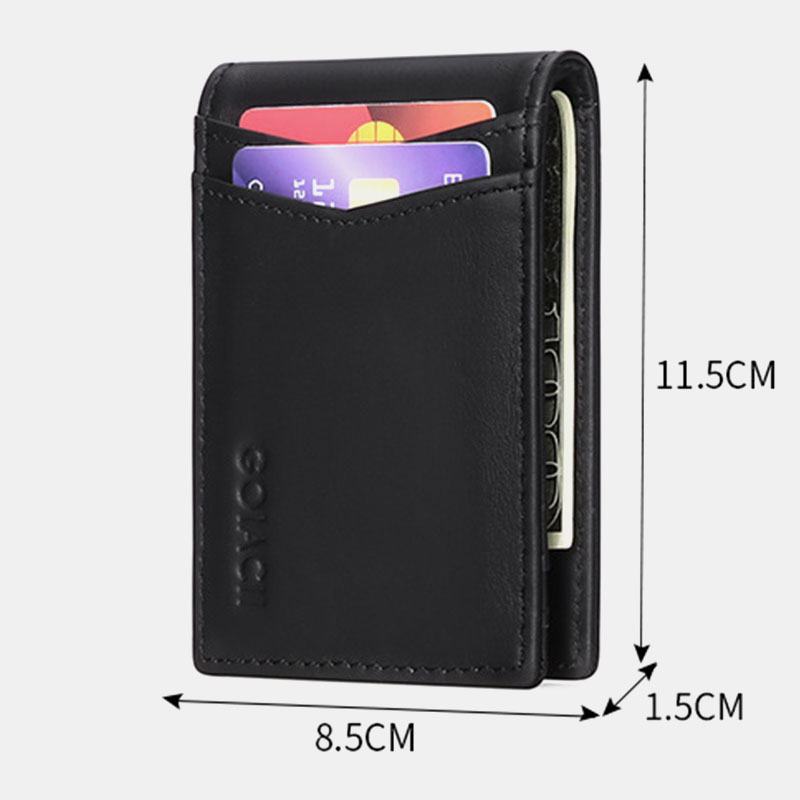 Męskie Prawdziwej Skóry Bifold Multi-card Slot Card Holder Casual Antymagnetyczne Krótkie Portfele Na Monety