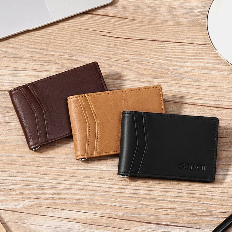 Męskie Prawdziwej Skóry Bifold Multi-card Slot Card Holder Casual Antymagnetyczne Krótkie Portfele Na Monety