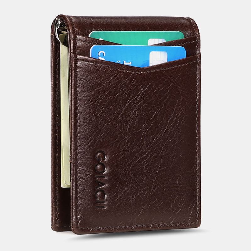 Męskie Prawdziwej Skóry Bifold Multi-card Slot Card Holder Casual Antymagnetyczne Krótkie Portfele Na Monety