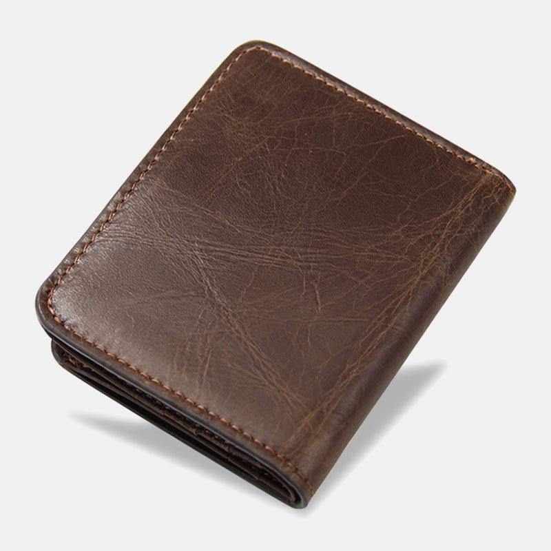 Męskie Prawdziwej Skóry Multi-card Slot Retro Casual Krótkie Portfele Id Etui Na Karty Klip Na Monety Portmonetka Portfel