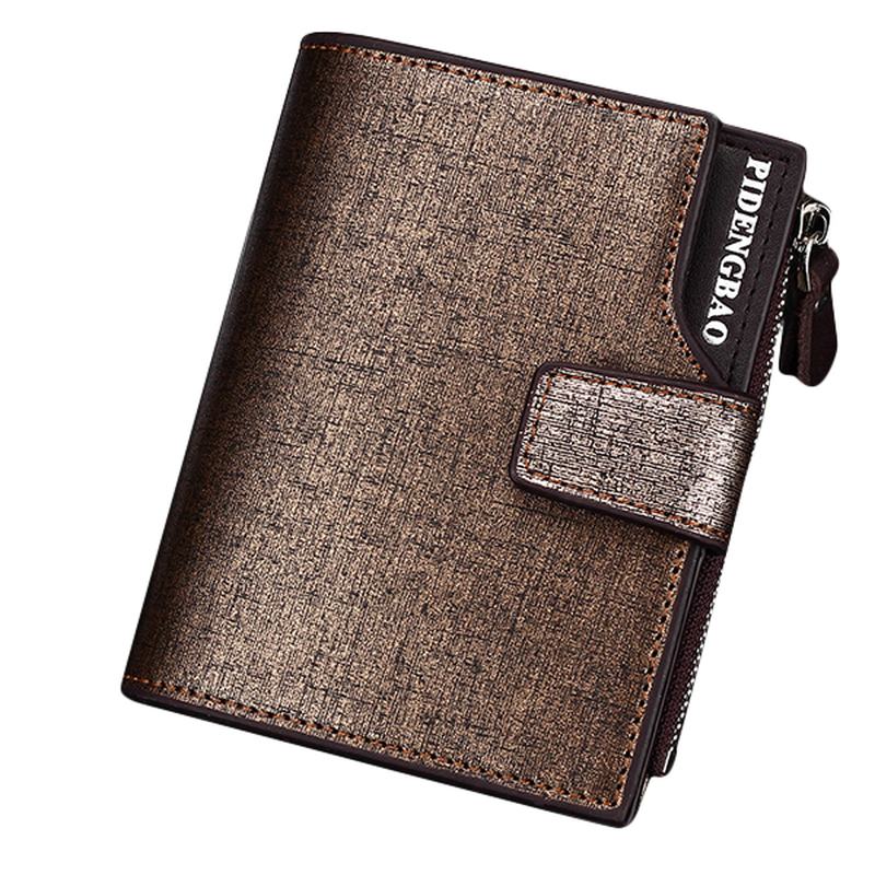 Męskie Pu Leather Casual Wallet Hasp Zipper Credit Card Holder Coin Bag