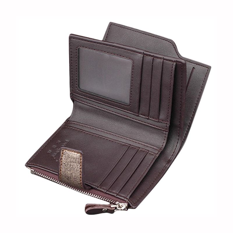 Męskie Pu Leather Casual Wallet Hasp Zipper Credit Card Holder Coin Bag