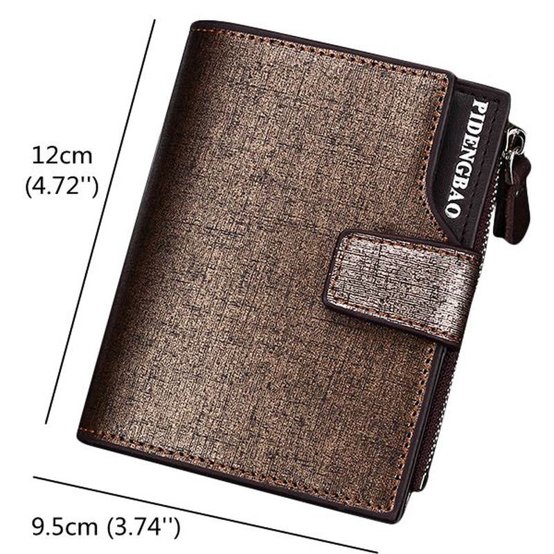 Męskie Pu Leather Casual Wallet Hasp Zipper Credit Card Holder Coin Bag