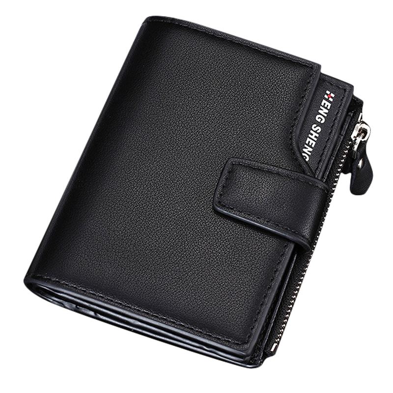Męskie Pu Leather Casual Wallet Hasp Zipper Credit Card Holder Coin Bag