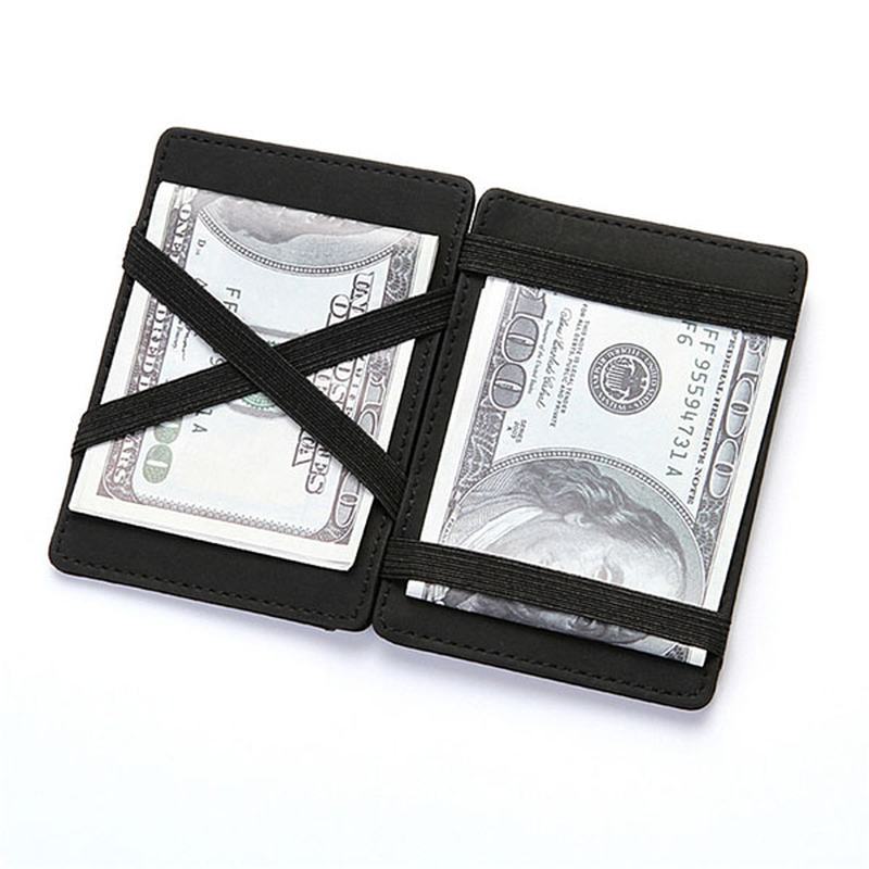 Męskie Pu Leather Money Clip Cienki Portfel Bifold Posiadacz Karty Kredytowej