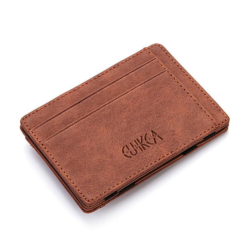 Męskie Pu Leather Money Clip Cienki Portfel Bifold Posiadacz Karty Kredytowej