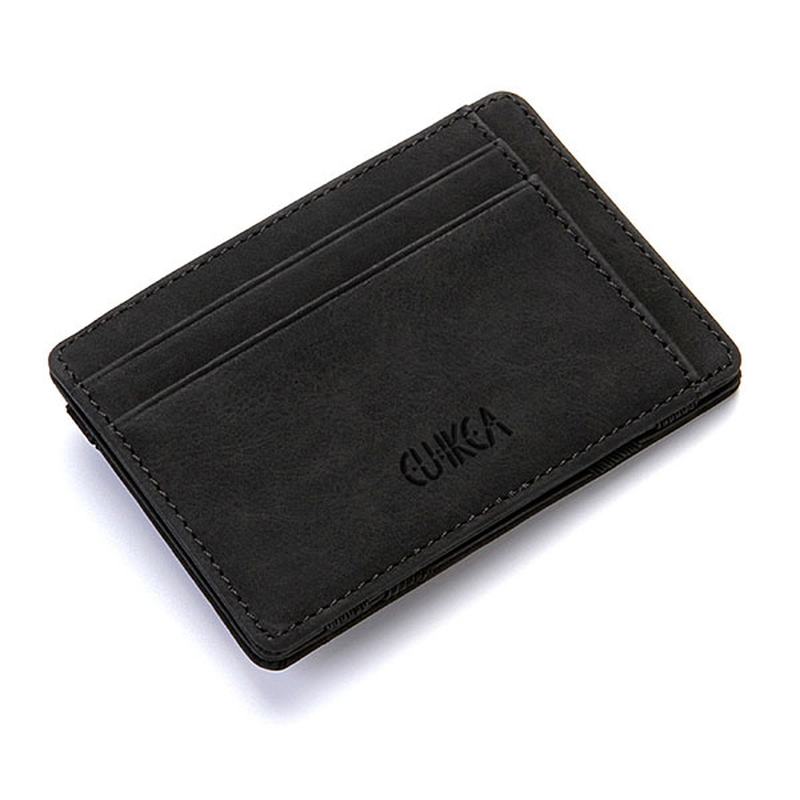 Męskie Pu Leather Money Clip Cienki Portfel Bifold Posiadacz Karty Kredytowej