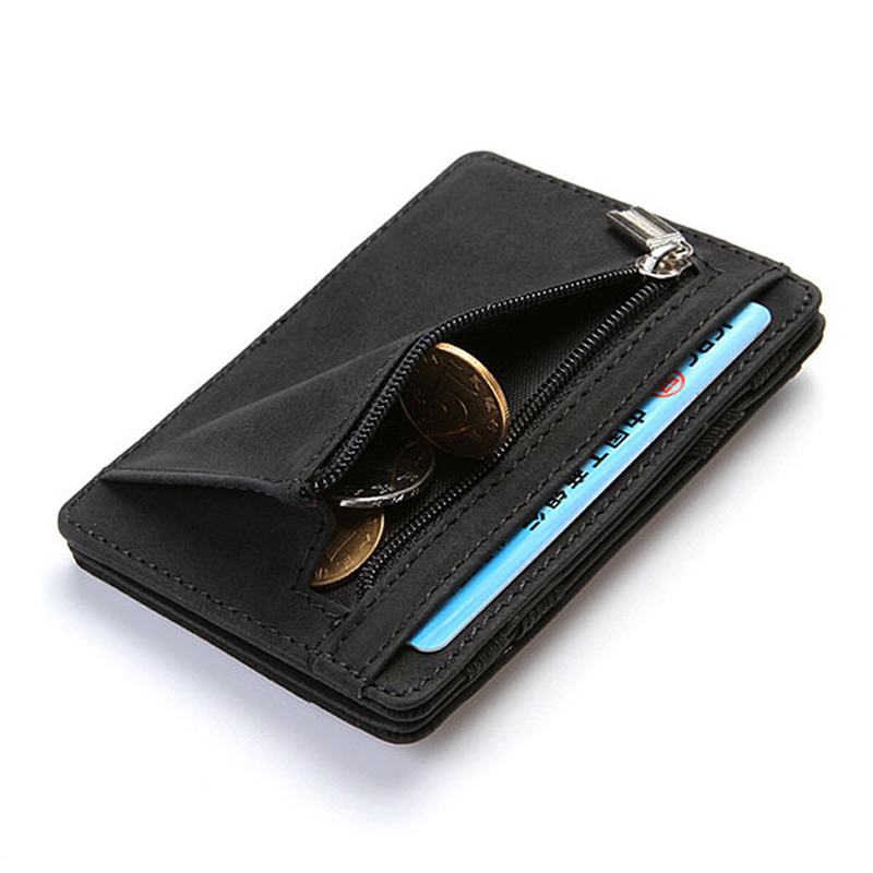 Męskie Pu Leather Money Clip Cienki Portfel Bifold Posiadacz Karty Kredytowej