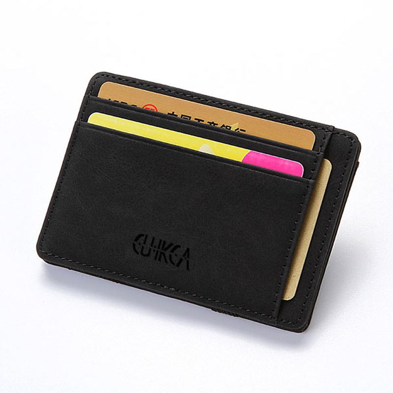 Męskie Pu Leather Money Clip Cienki Portfel Bifold Posiadacz Karty Kredytowej