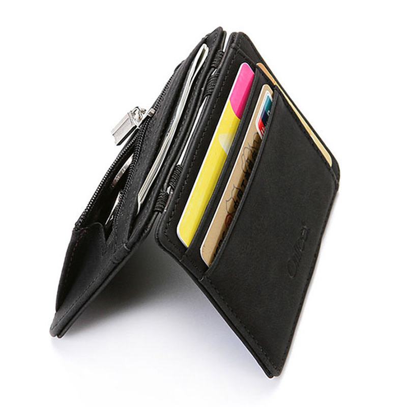 Męskie Pu Leather Money Clip Cienki Portfel Bifold Posiadacz Karty Kredytowej