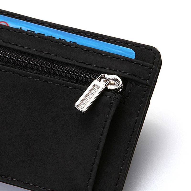 Męskie Pu Leather Money Clip Cienki Portfel Bifold Posiadacz Karty Kredytowej