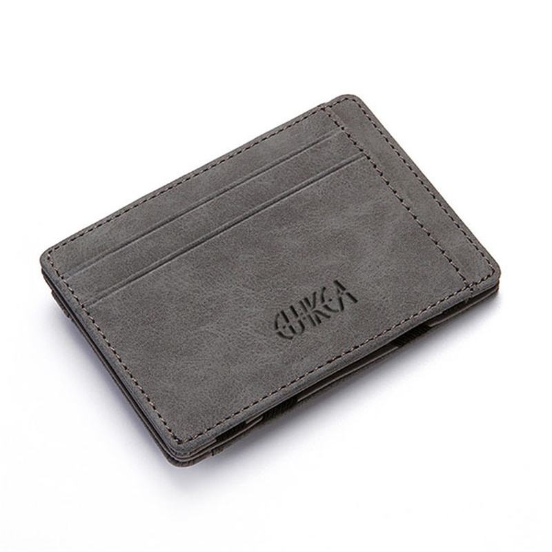 Męskie Pu Leather Money Clip Cienki Portfel Bifold Posiadacz Karty Kredytowej