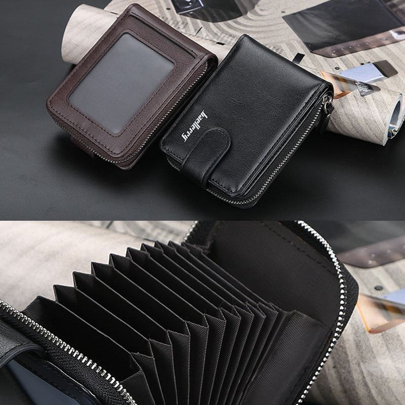 Męskie Pu Leather Organ Design Multi-card Slot Retro Money Clip Card Holder Wallet