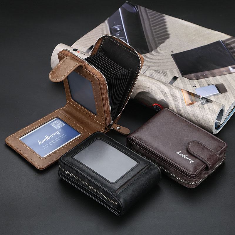 Męskie Pu Leather Organ Design Multi-card Slot Retro Money Clip Card Holder Wallet