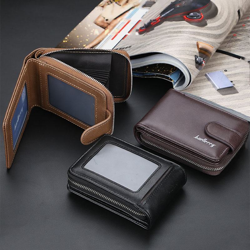 Męskie Pu Leather Organ Design Multi-card Slot Retro Money Clip Card Holder Wallet