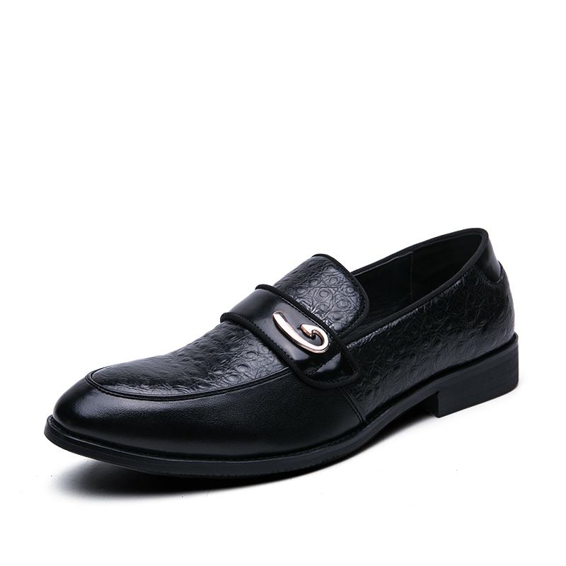 Męskie Retro Metalowe Łączenie Skórzane Slip On Business Casual Delikatne Buty