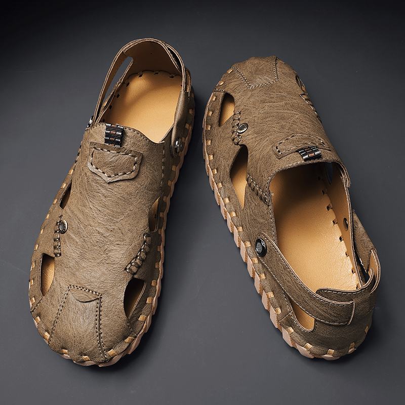 Męskie Sandały Z Mikrofibry Z Zamkniętymi Palcami Antypoślizgowe Miękkie I Rekreacyjne