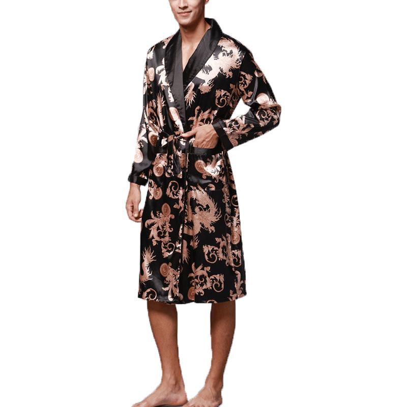 Męskie Satynowe Jedwabne Piżamy Kimono Szlafrok Szlafrok Szlafrok Bielizna Nocna Bielizna Nocna