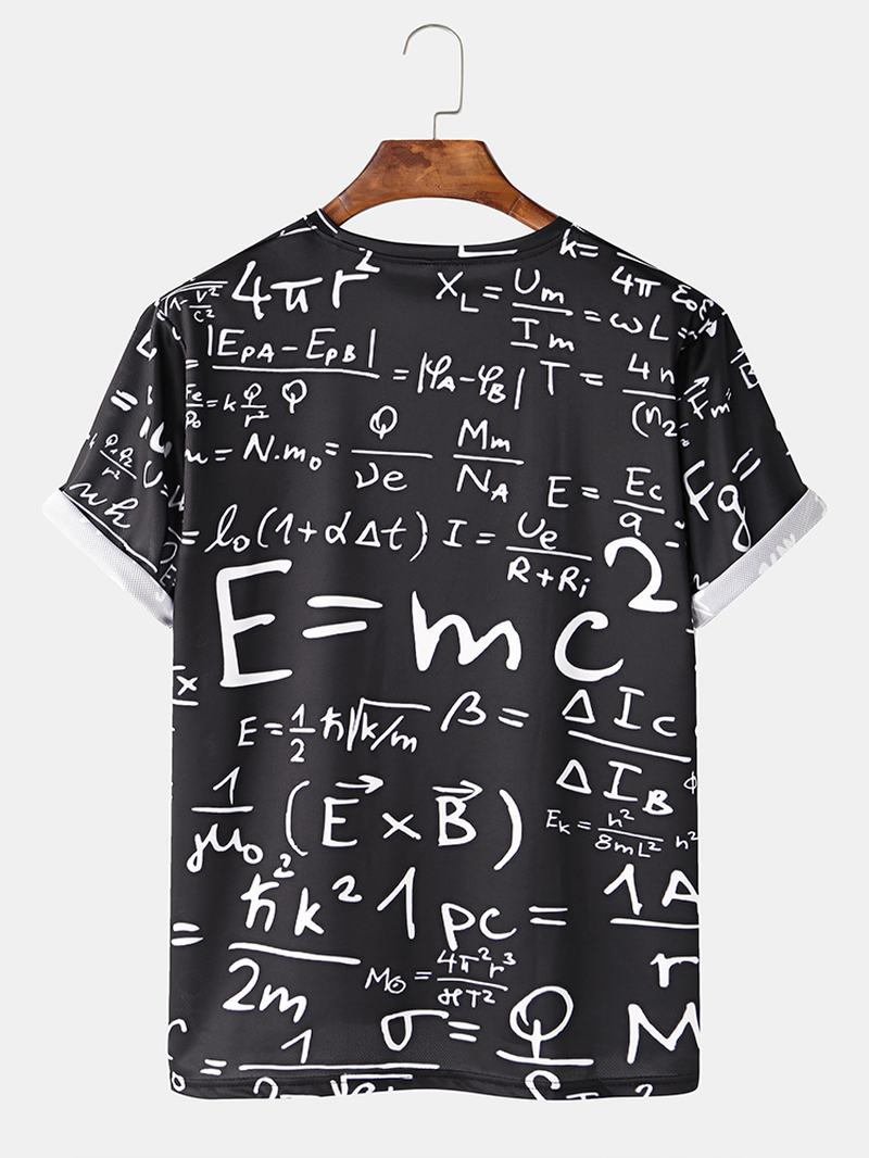 Męskie Śmieszne Doodle Formuły Matematyczne Z Nadrukiem Casual CZarne Koszulki Z Krótkim Rękawem