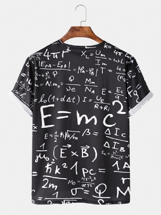 Męskie Śmieszne Doodle Formuły Matematyczne Z Nadrukiem Casual CZarne Koszulki Z Krótkim Rękawem