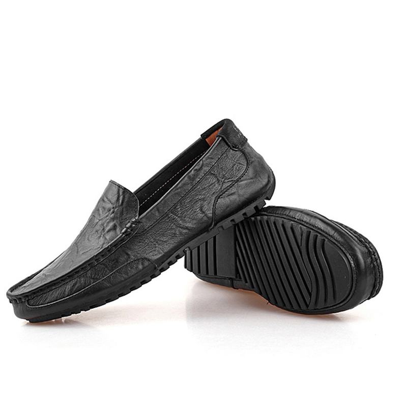 Męskie Skórzane Buty Do Jazdy Na Co Dzień Slip On Outdoor Flat Miękkie Wygodne Mokasyny