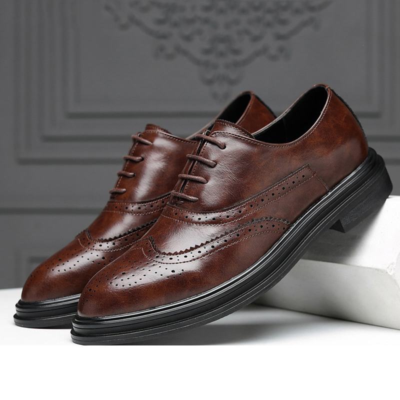 Męskie Skórzane Buty Z Mikrofibry Oddychające Pointy Toe England Style Casual Business Shoes