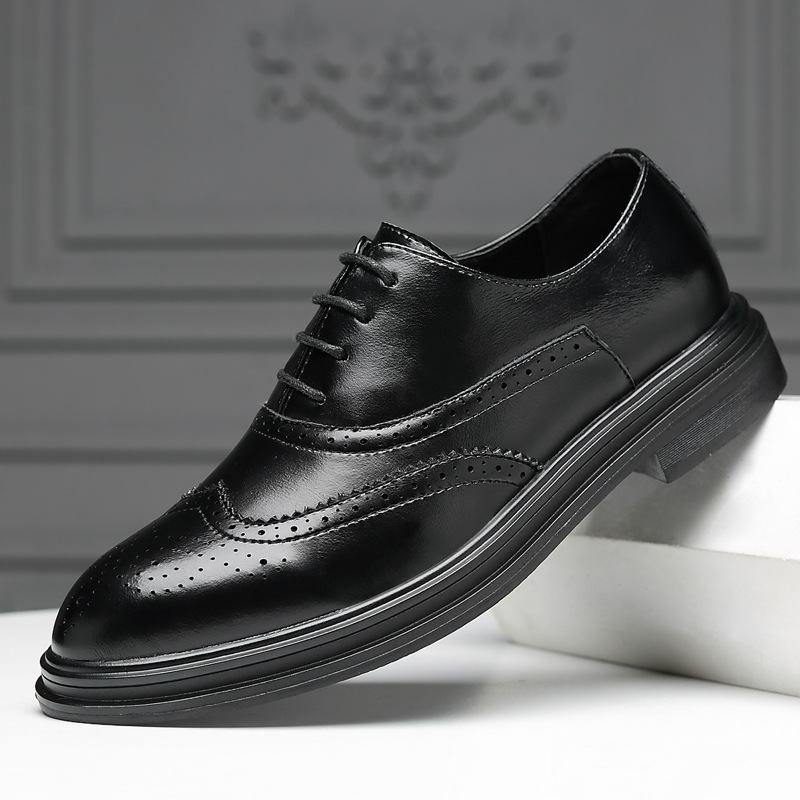 Męskie Skórzane Buty Z Mikrofibry Oddychające Pointy Toe England Style Casual Business Shoes