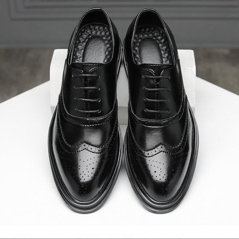 Męskie Skórzane Buty Z Mikrofibry Oddychające Pointy Toe England Style Casual Business Shoes