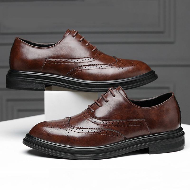 Męskie Skórzane Buty Z Mikrofibry Oddychające Pointy Toe England Style Casual Business Shoes