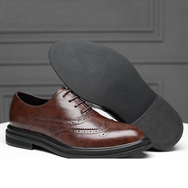 Męskie Skórzane Buty Z Mikrofibry Oddychające Pointy Toe England Style Casual Business Shoes