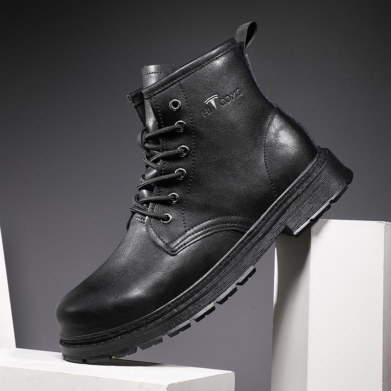 Męskie Skórzane Miękkie Podeszwy Okrągłe Toe Vintage England Style Casual Martin Boots