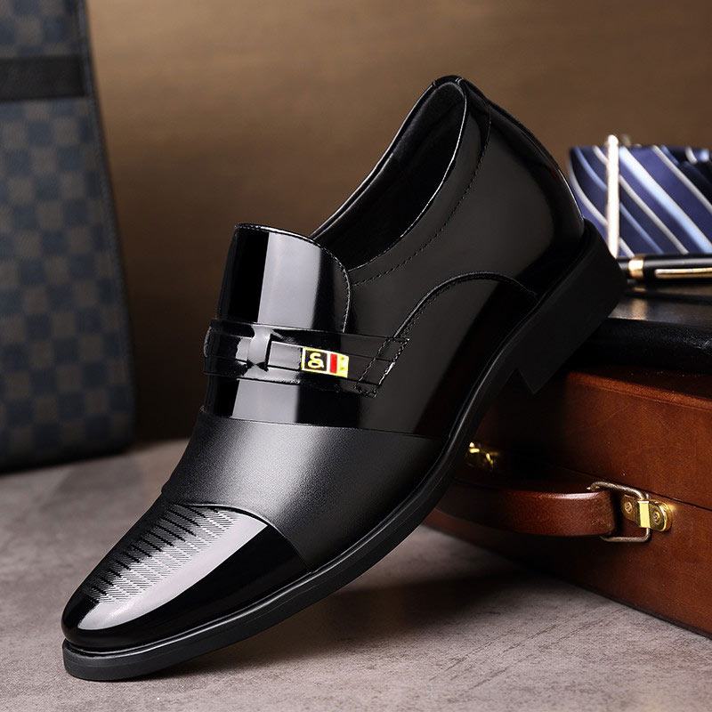 Męskie Skórzane Miękkie Podeszwy Pointy Toe Oxford Slip On Casual Business Shoes