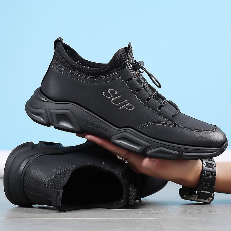 Męskie Skórzane Oddychające Miękkie Dno Antypoślizgowe Gumki Outdoor Sports Casual Shoes
