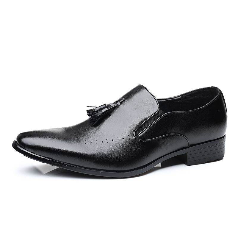 Męskie Skórzane Oddychające Miękkie Podeszwy Krótkie Pure Color Slip On Casual Dress Shoes